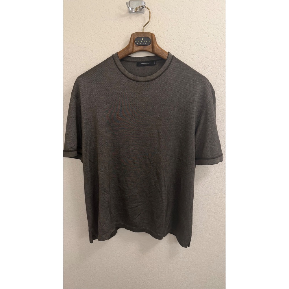 Ermenegildo Zegna Zegnasilk 100% Silk Knit T-Shirt Brown XXL 56 Italy